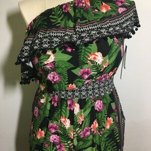 INC Summer Jumpsuit Tropical Rose Size L
